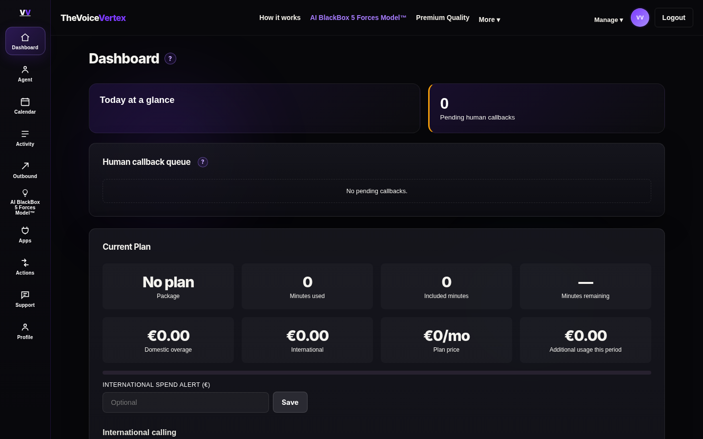 TheVoiceVertex AI dashboard rendered from the product HTML