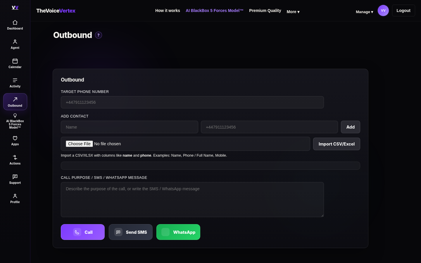TheVoiceVertex AI Outbound page